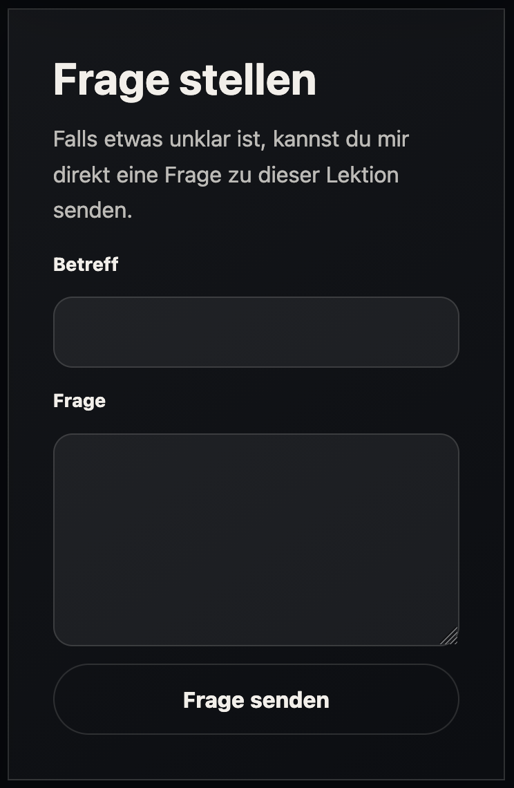 Printscreen der Funktion Frage stellen innerhalb einer Lektion