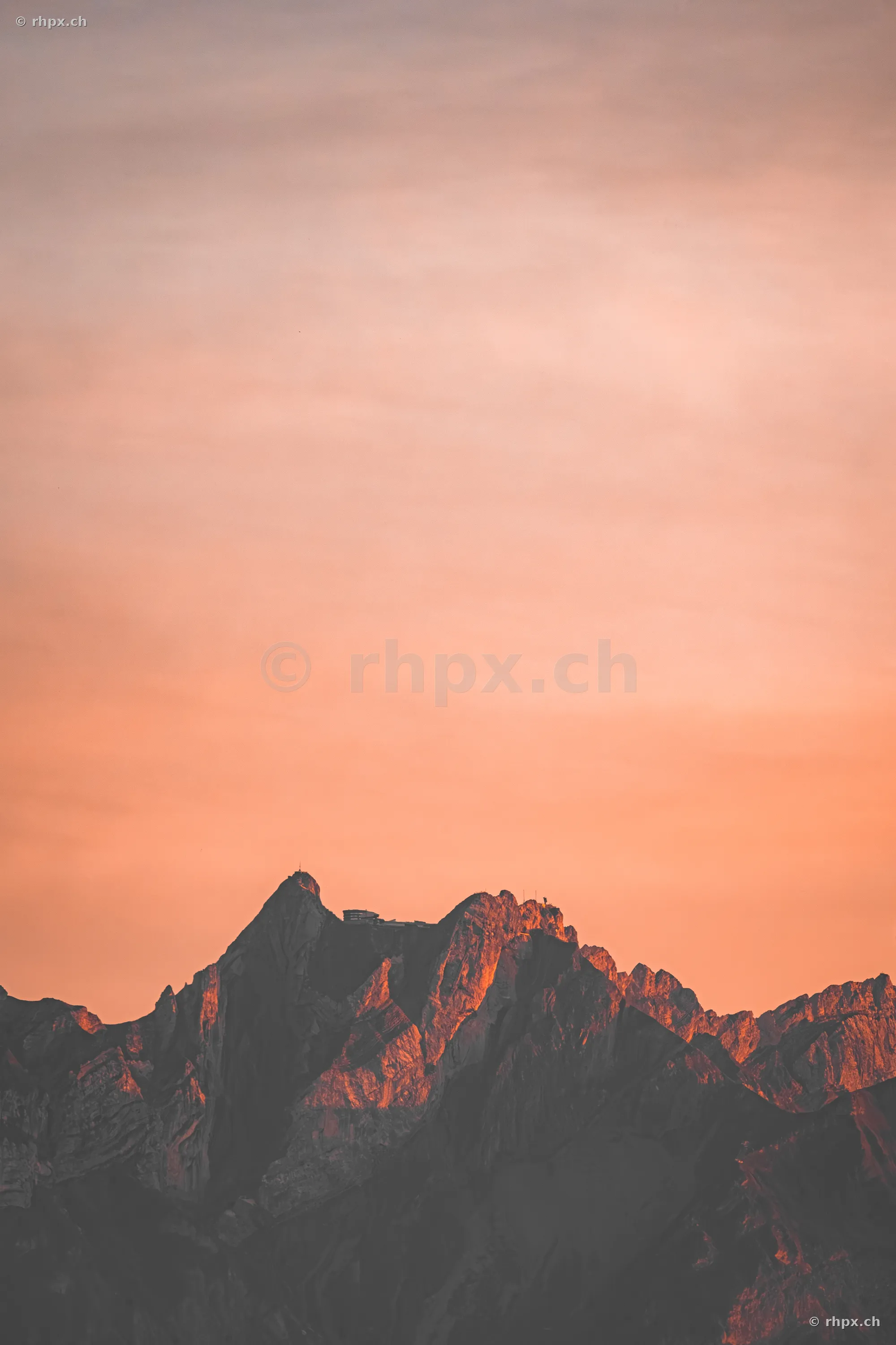 The summit of Mount Pilatus near Lucerne in warm evening light