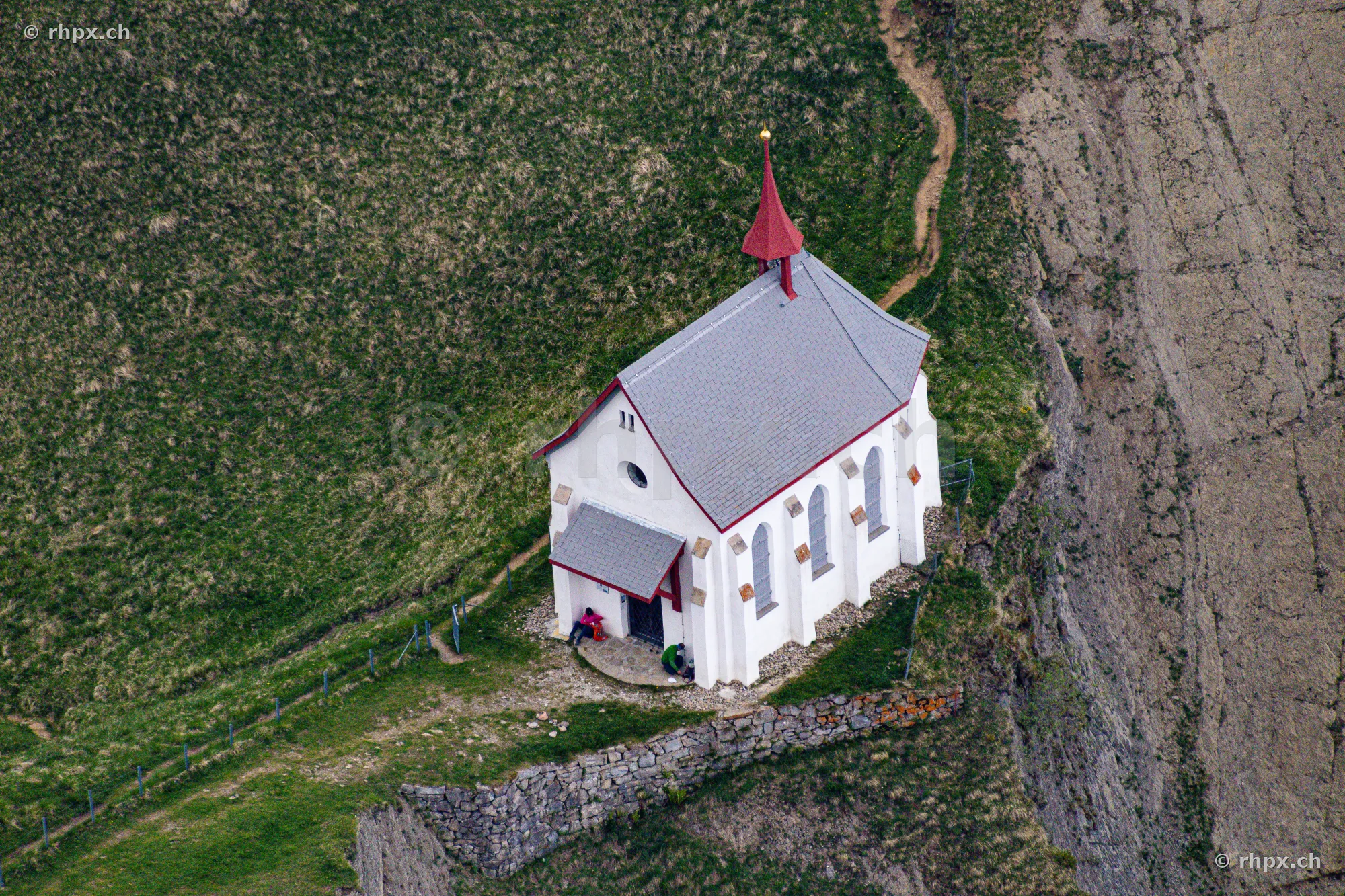 Aerial view of the chapel on Mount Pilatus near Lucerne