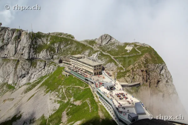Hotel Bellevue on Pilatus Kulm with surrounding rocky landscape