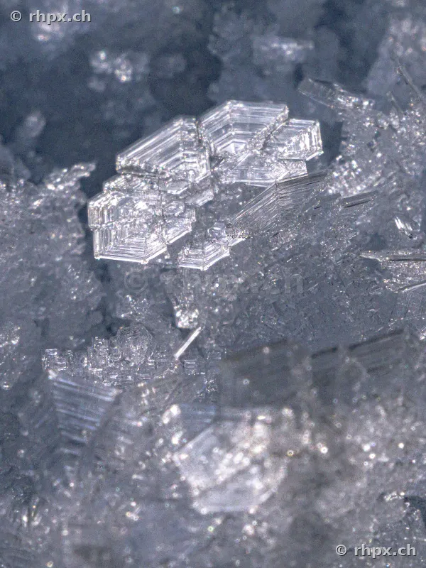Macro shot of finely structured ice crystals on Mount Pilatus.