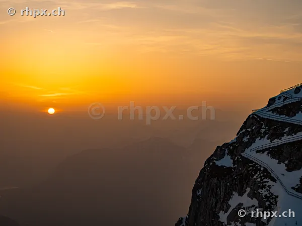 View of the Pilatus summit path in the evening light