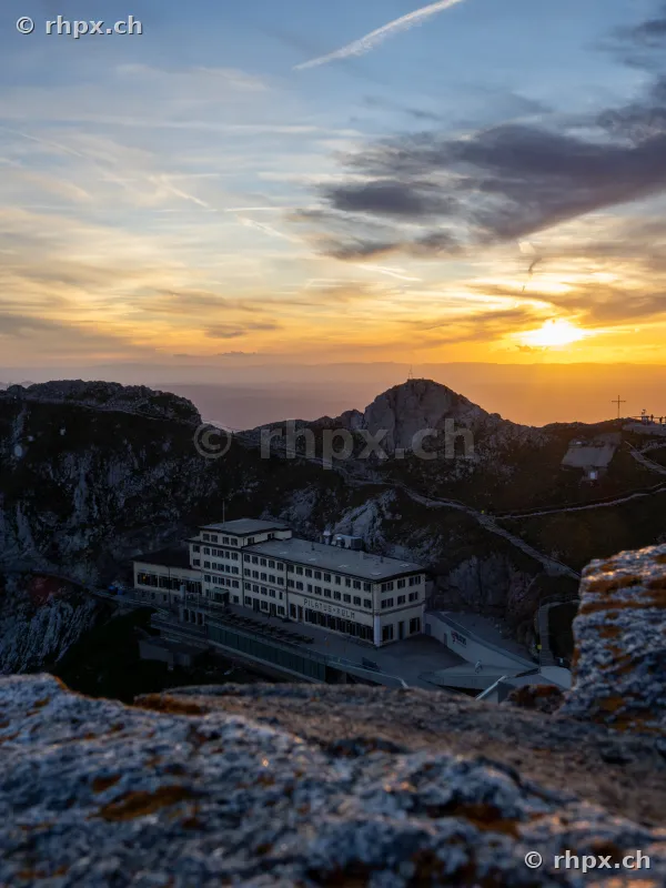 Hotel Pilatus-Kulm on Mount Pilatus at sunset