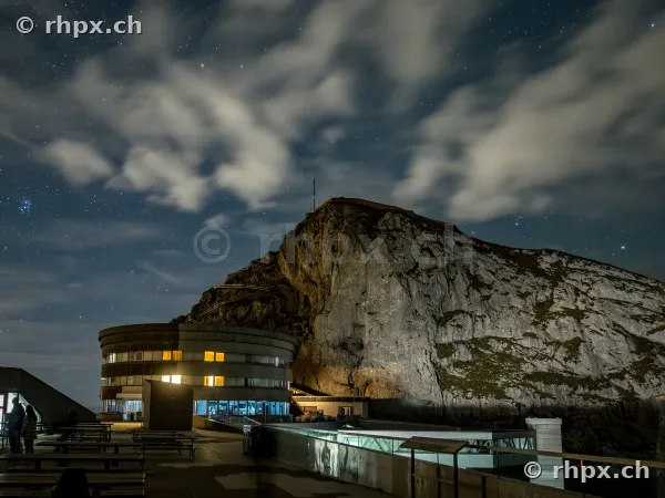 Hotel Bellevue on Mount Pilatus with rocky background at night