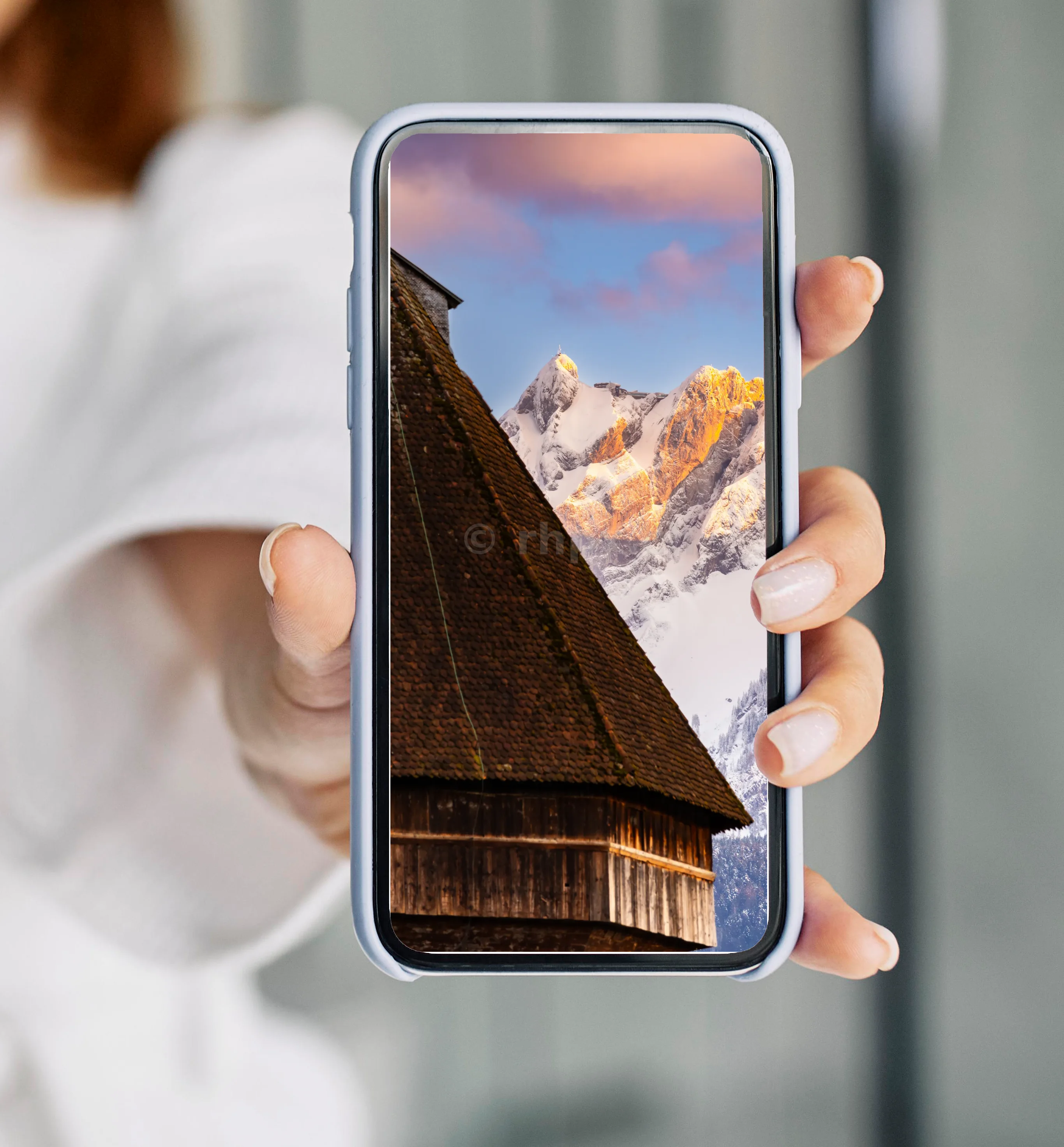 Tower roof in Lucerne with snow-covered Pilatus