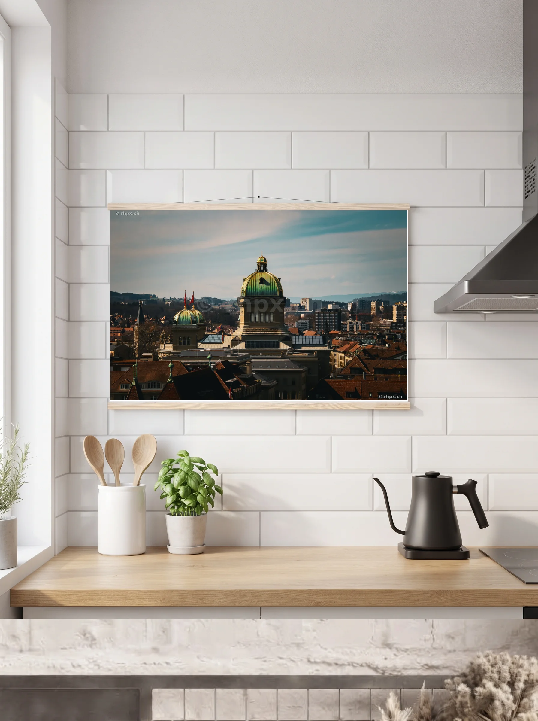 Premium-Poster mit Leisten horizontal