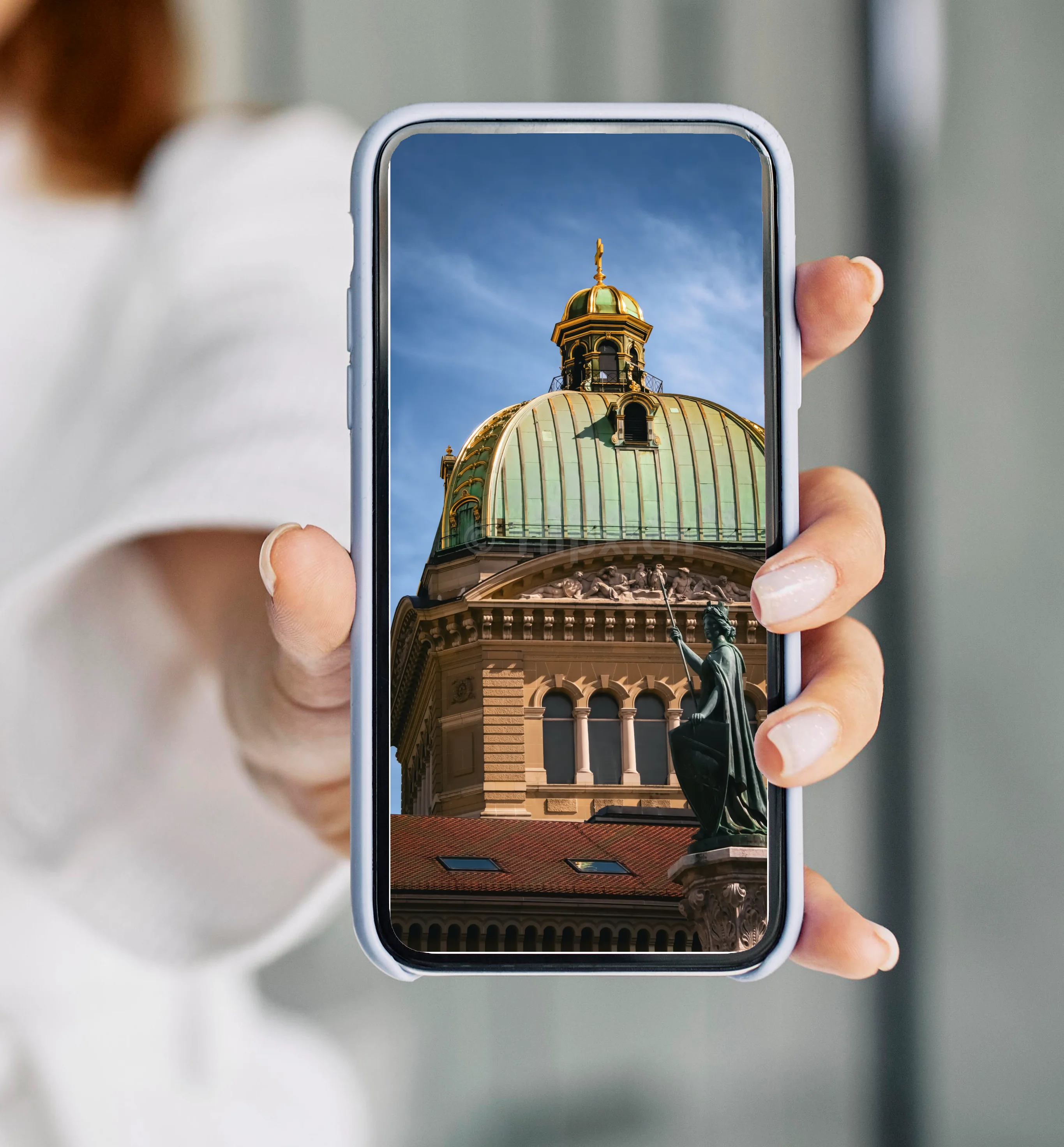 Detail of the Swiss Parliament dome in Bern