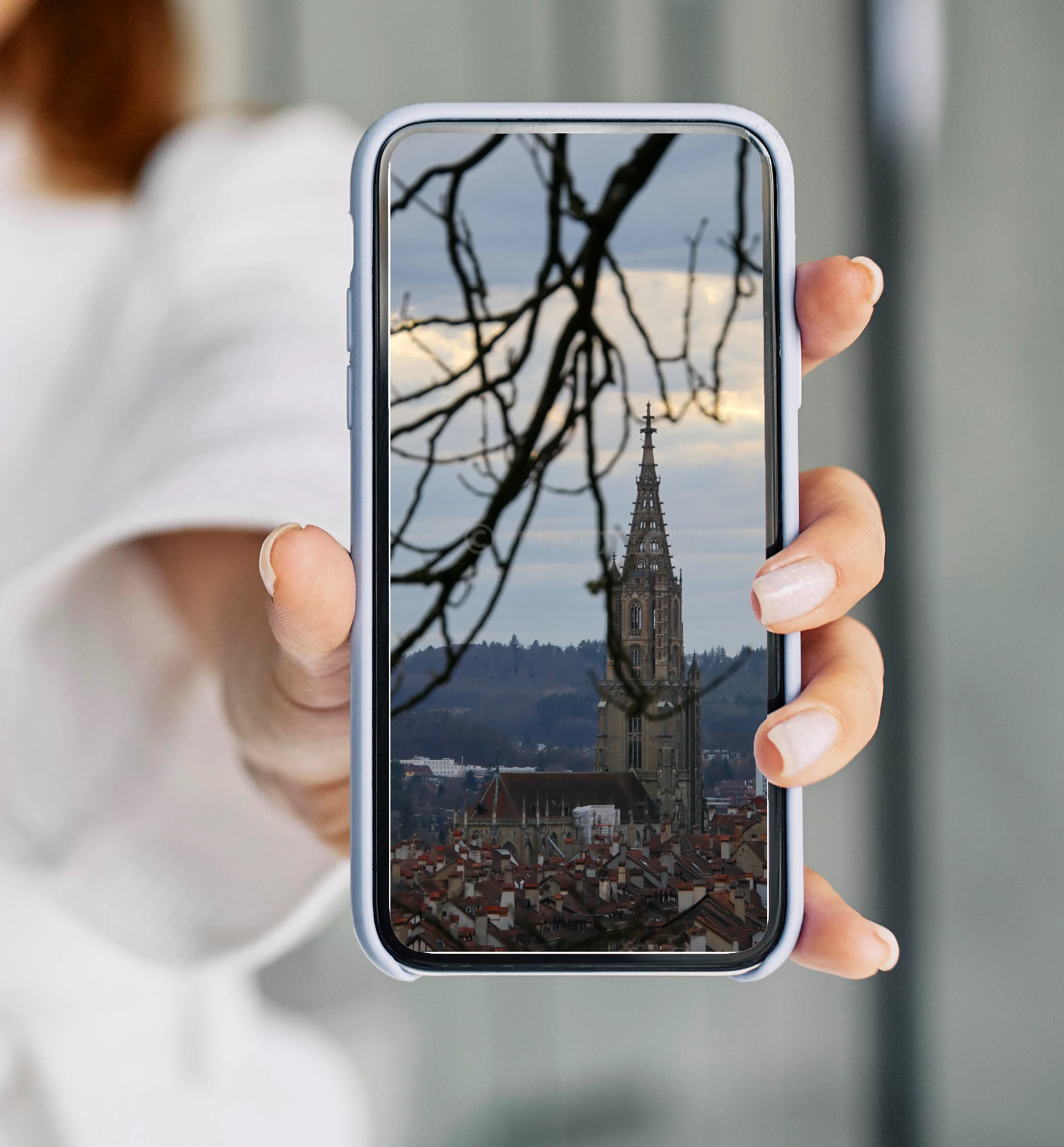 Berner Münster über den Dächern der Altstadt