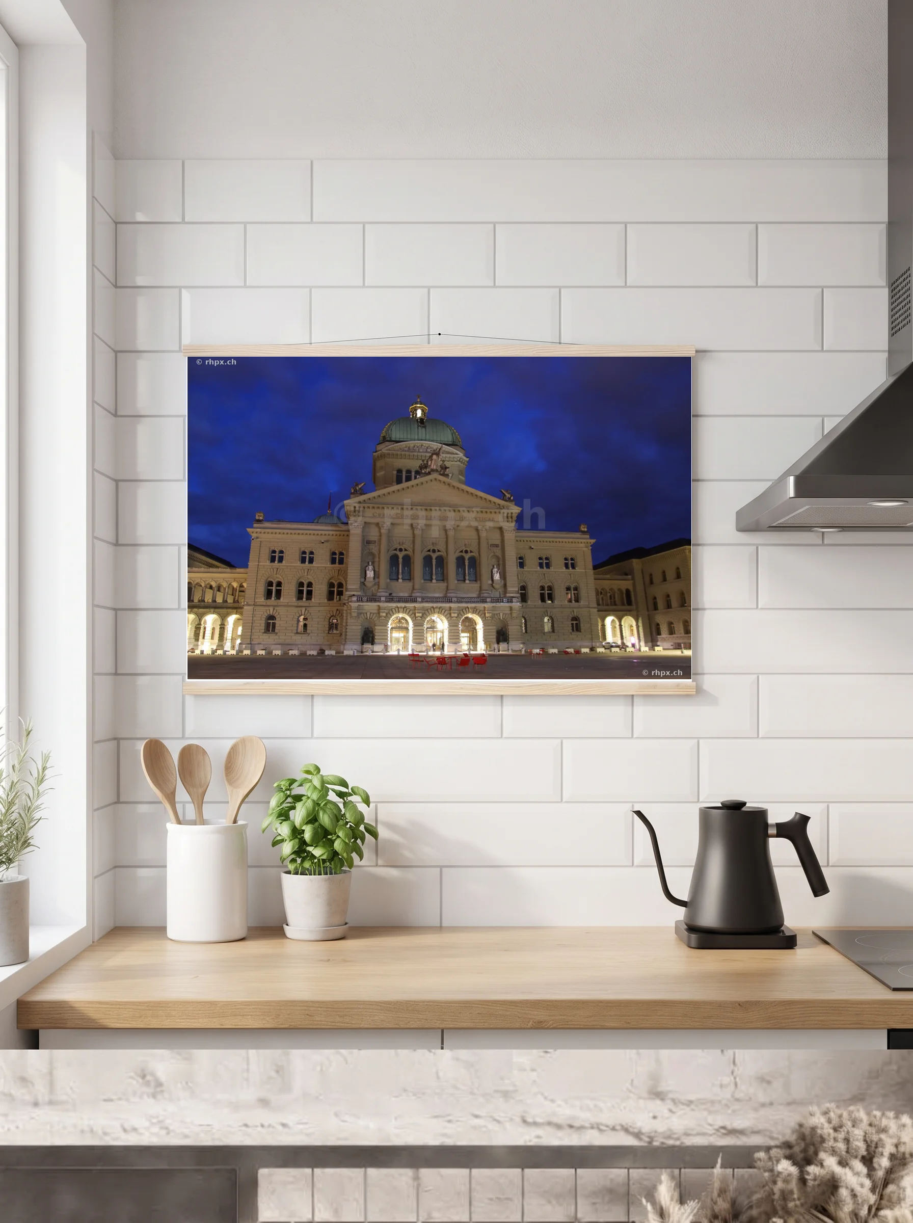 Premium-Poster mit Leisten horizontal