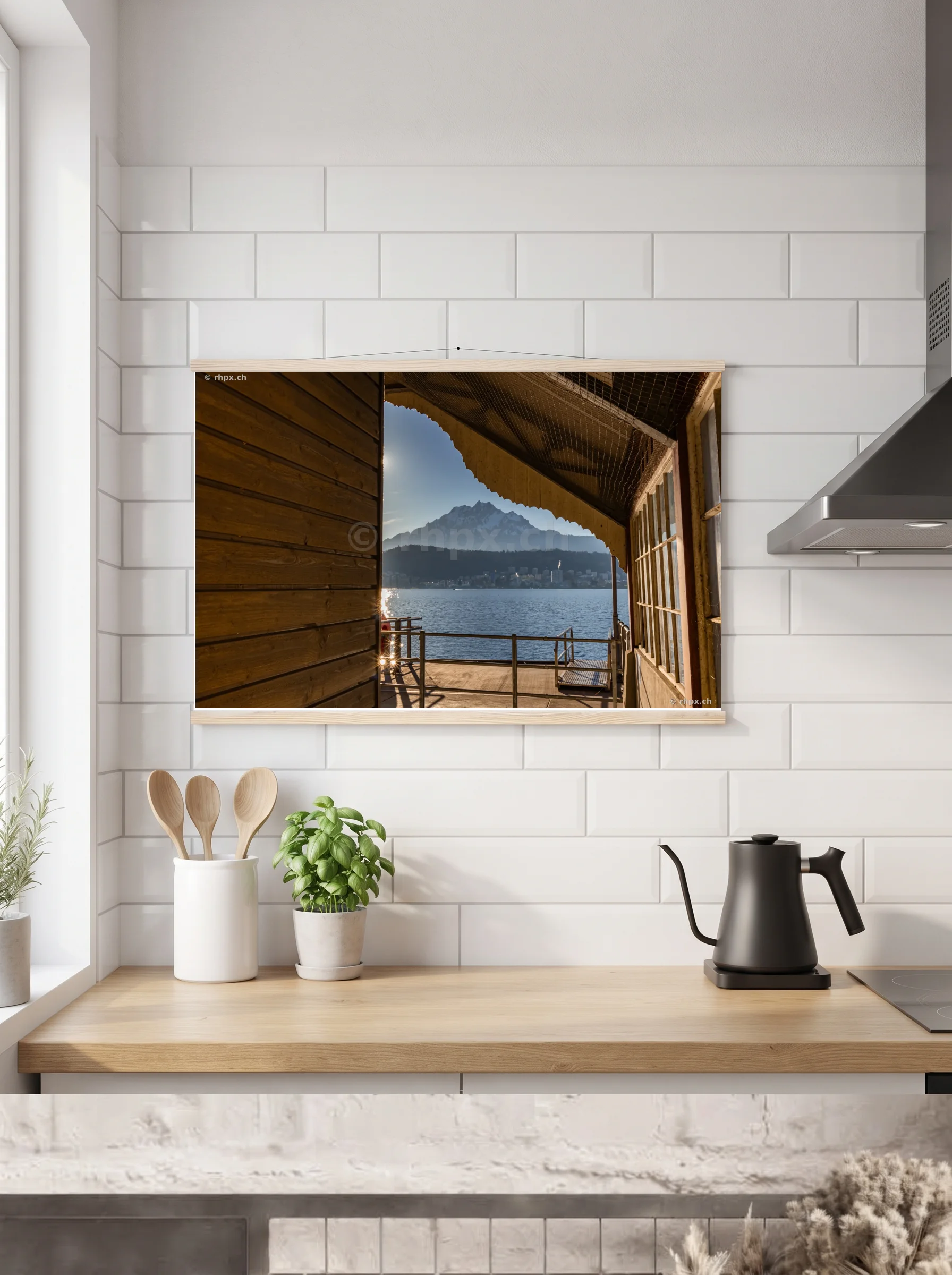 Premium-Poster mit Leisten horizontal