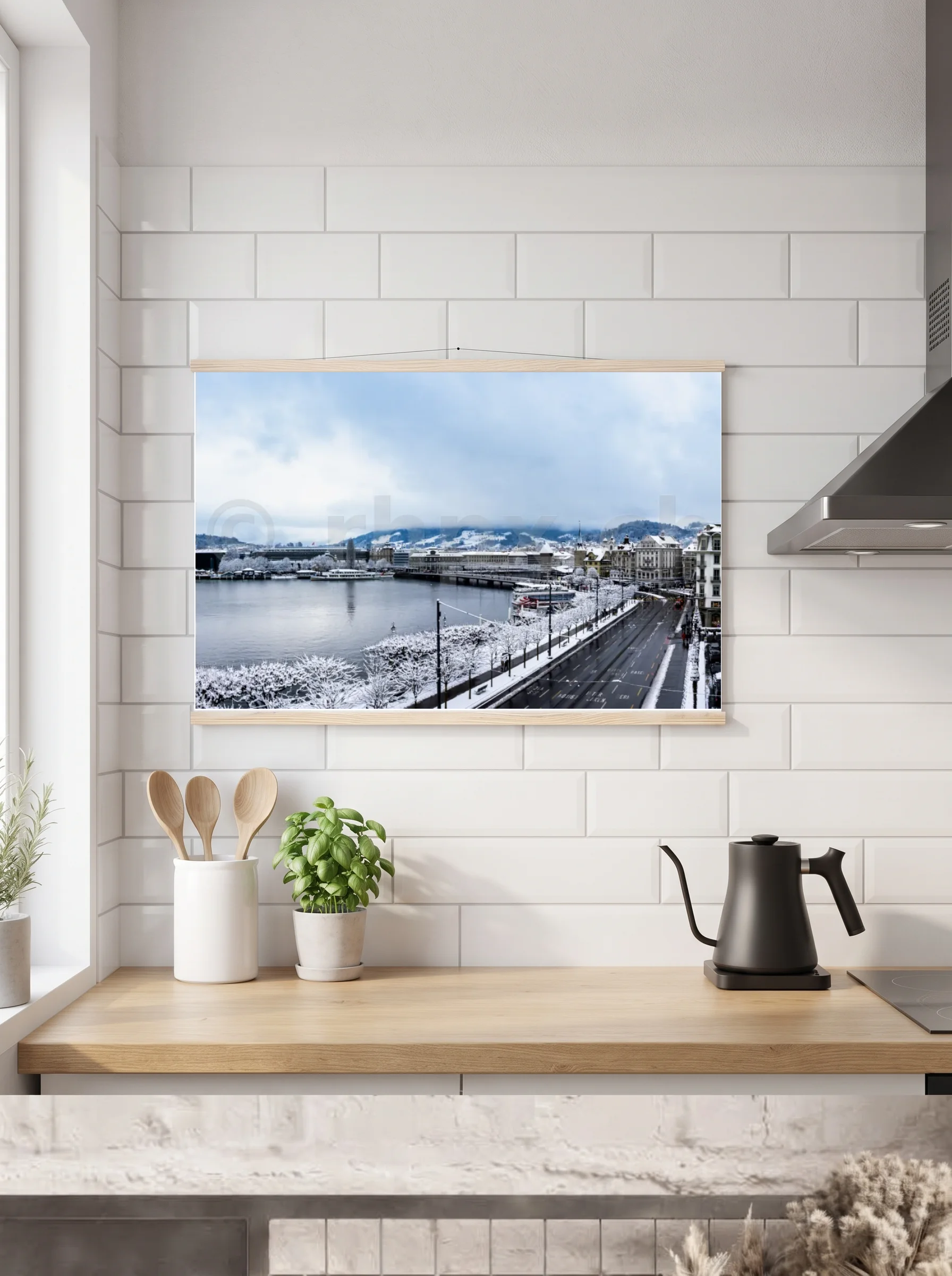 Premium-Poster mit Leisten horizontal