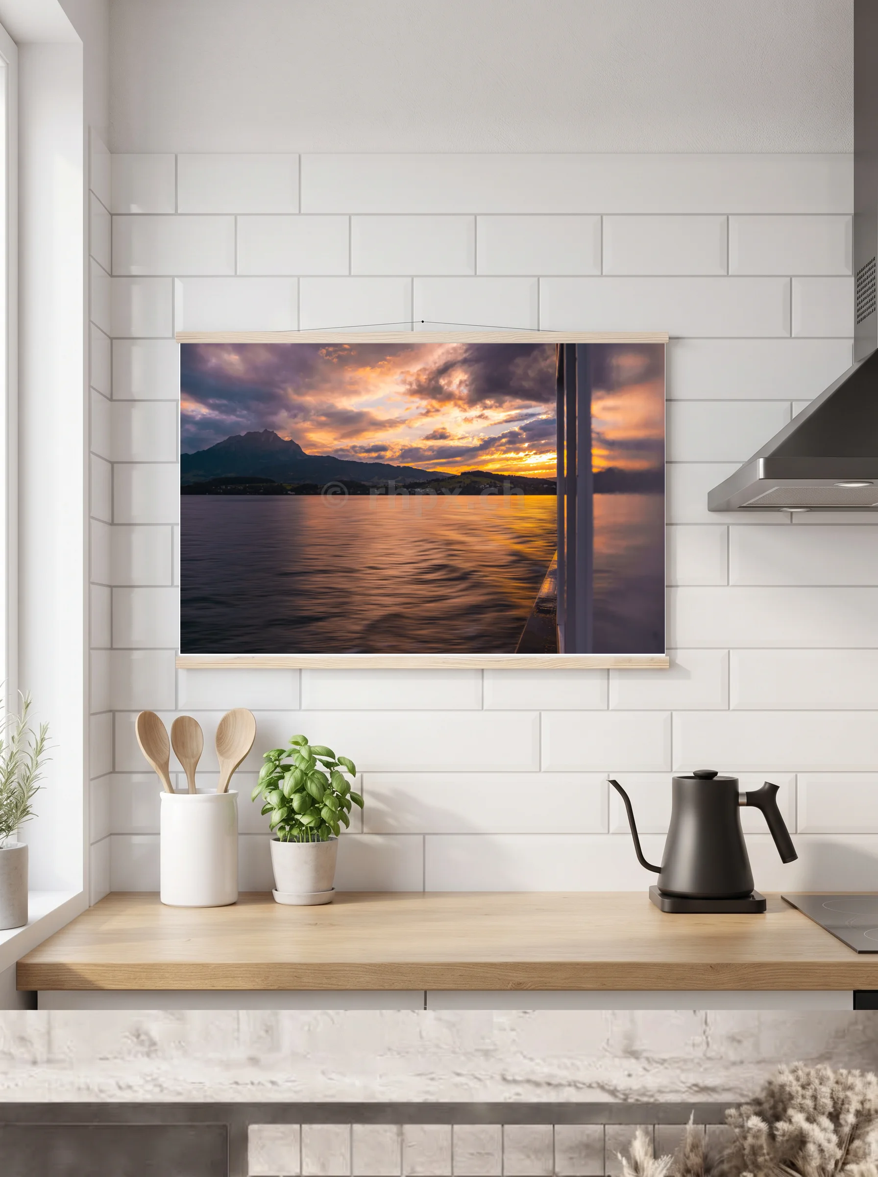 Premium-Poster mit Leisten horizontal