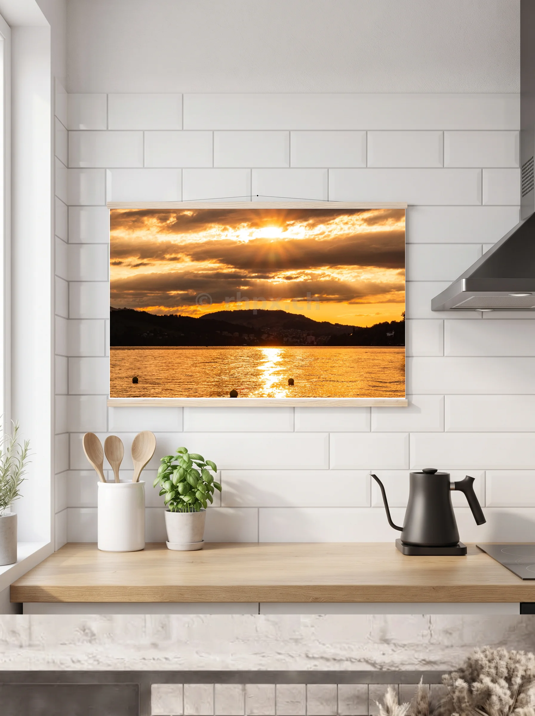 Premium-Poster mit Leisten horizontal