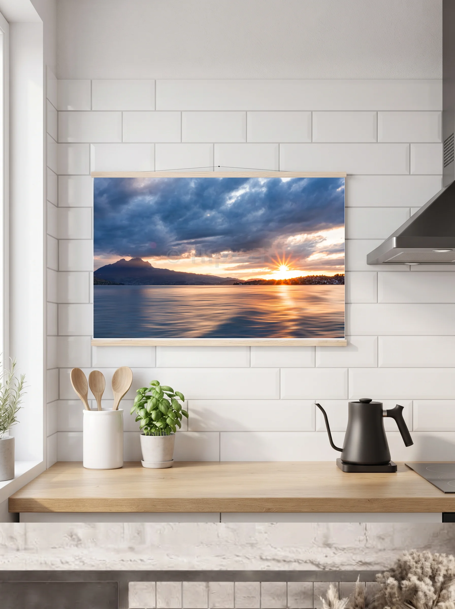Premium-Poster mit Leisten horizontal