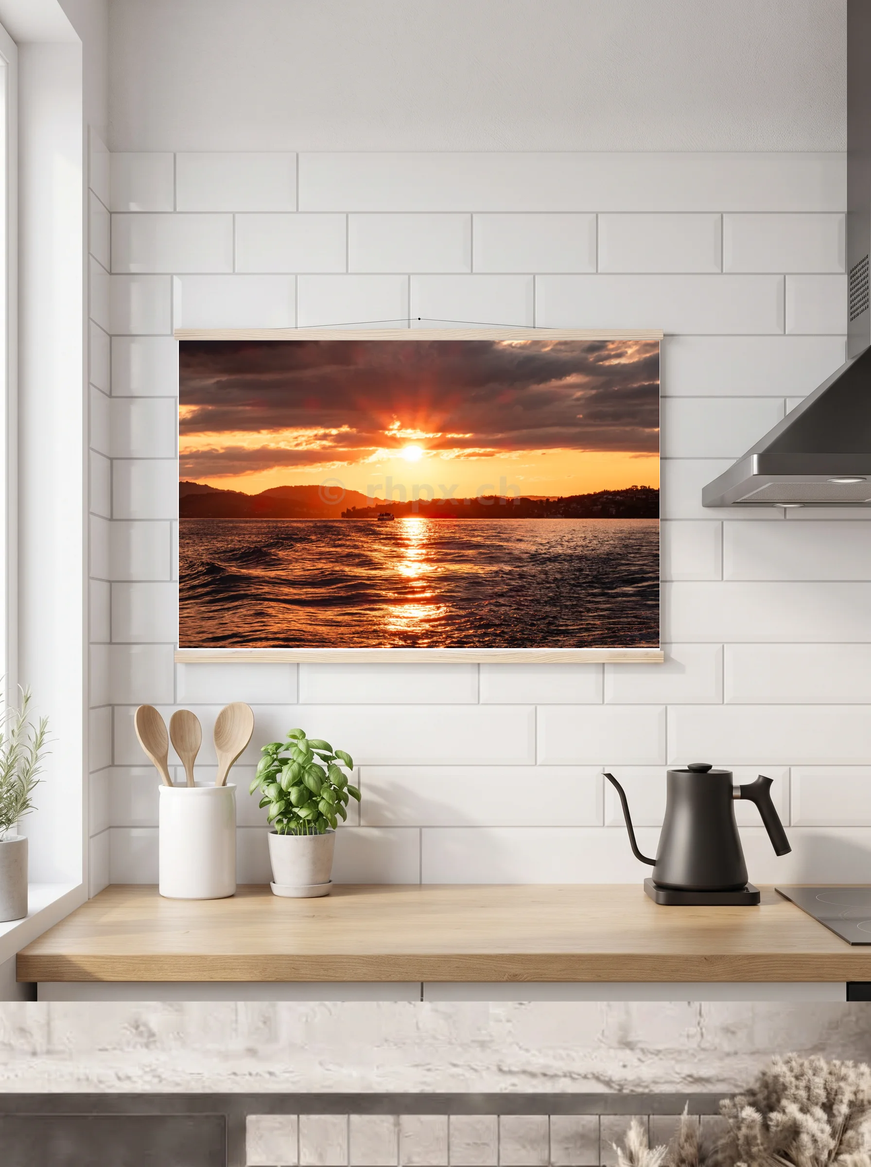 Premium-Poster mit Leisten horizontal