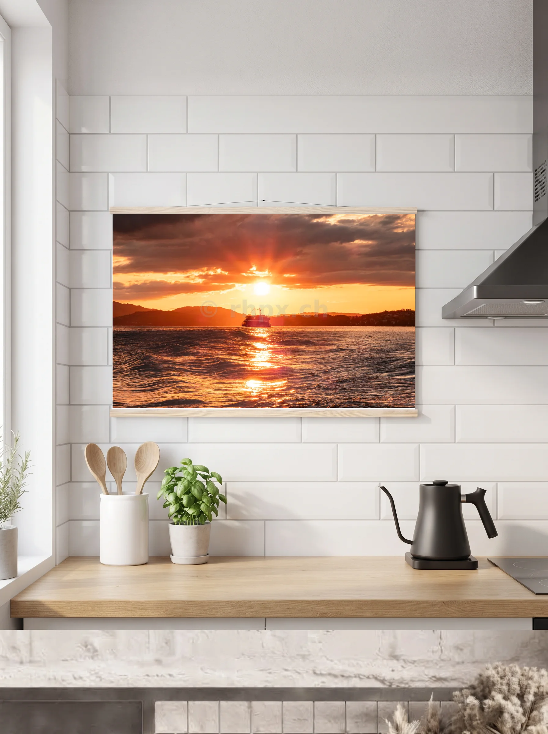 Premium-Poster mit Leisten horizontal