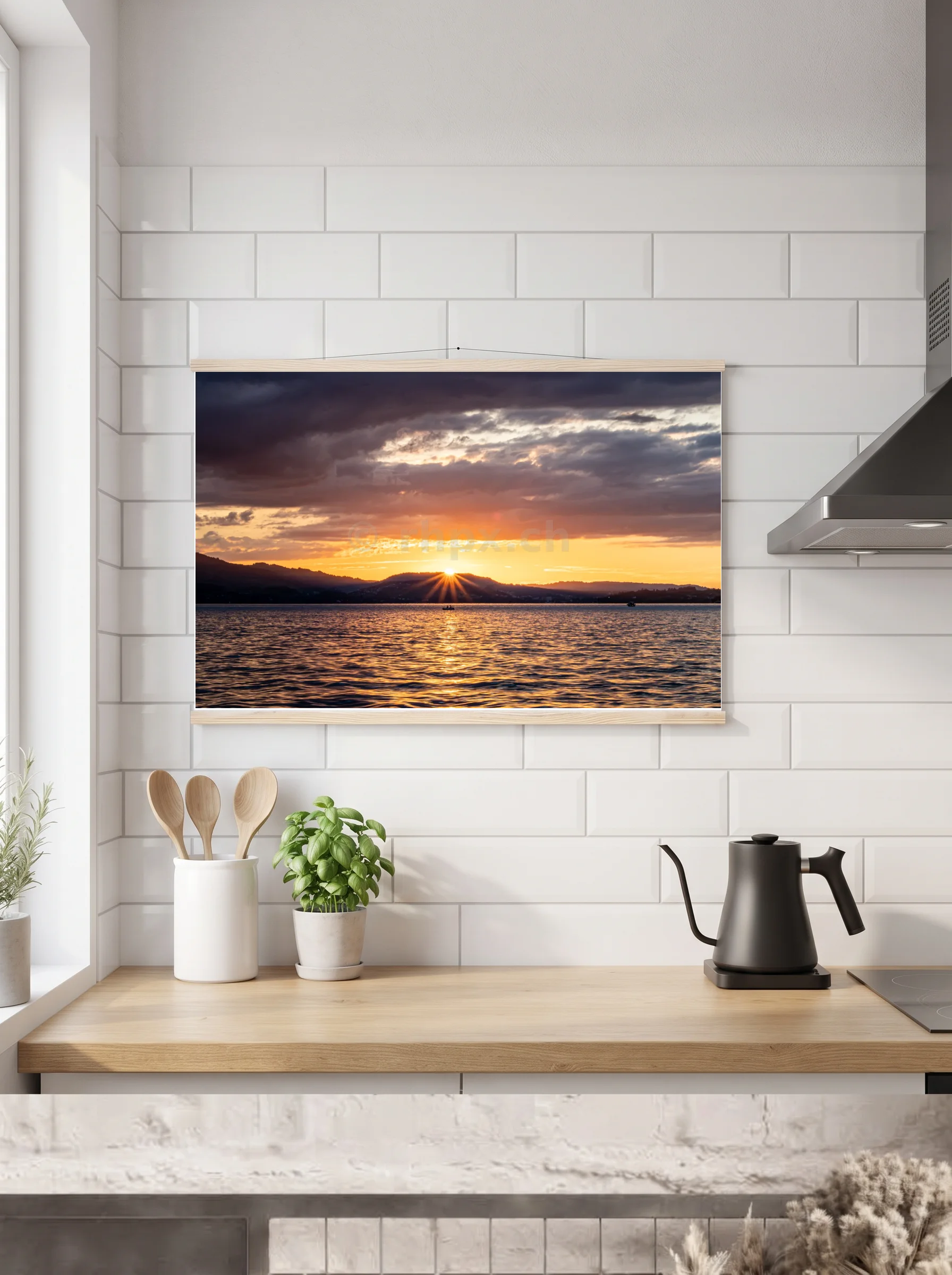 Premium-Poster mit Leisten horizontal