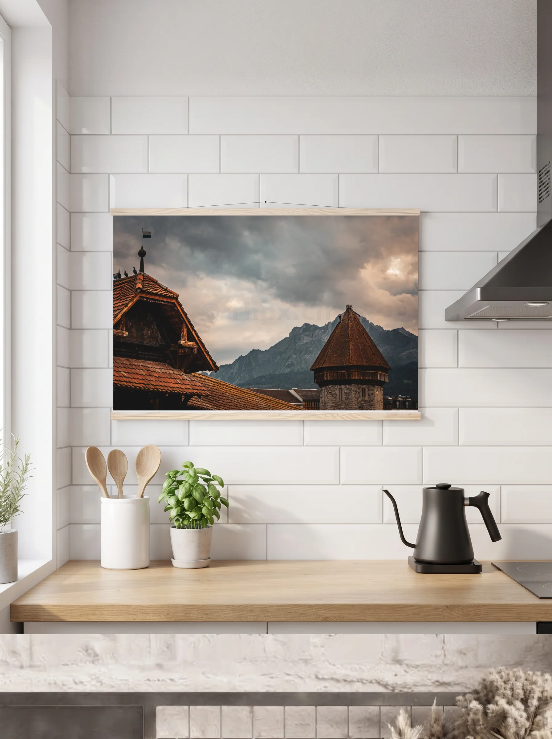 Premium-Poster mit Leisten horizontal