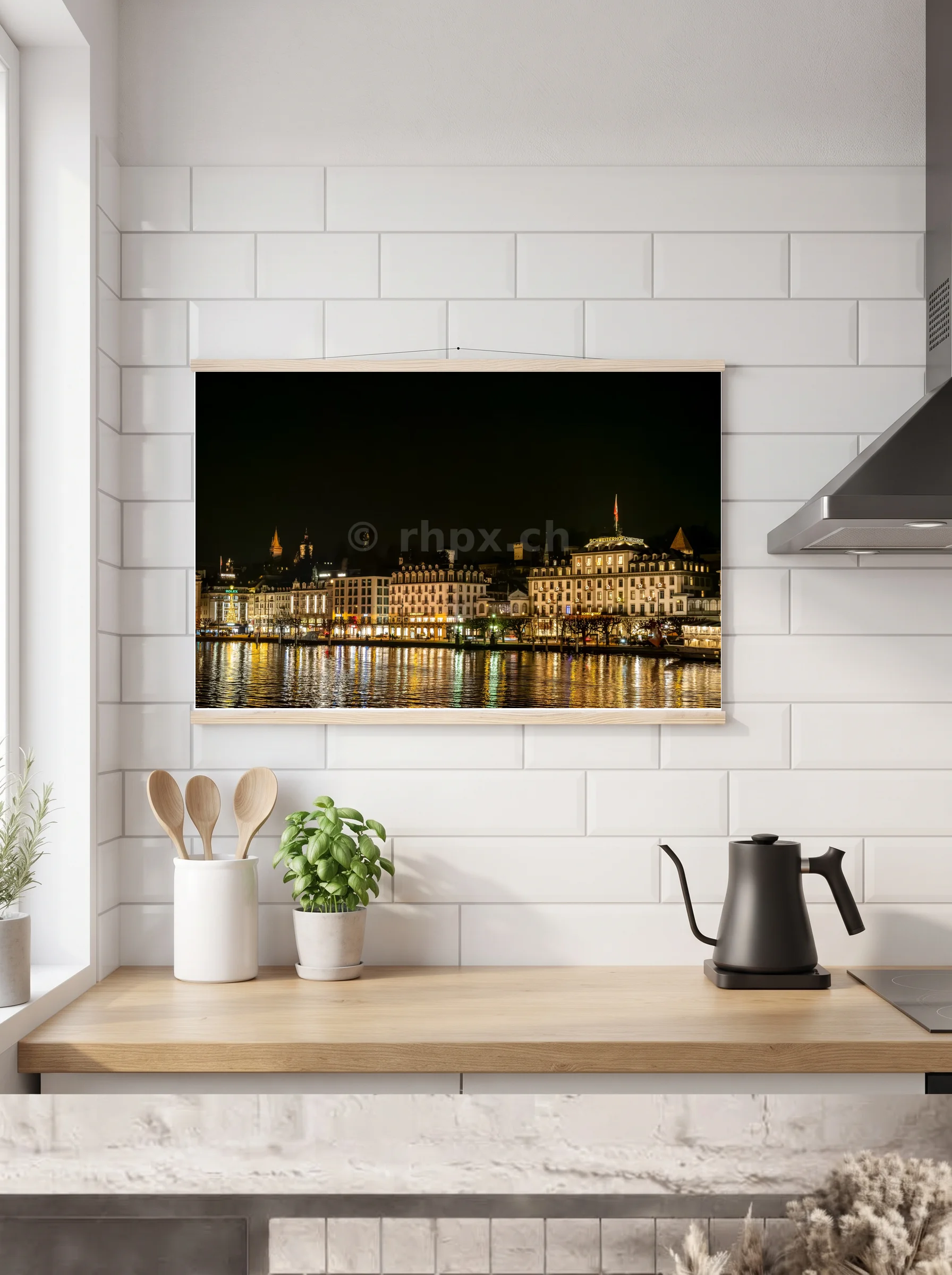Premium-Poster mit Leisten horizontal